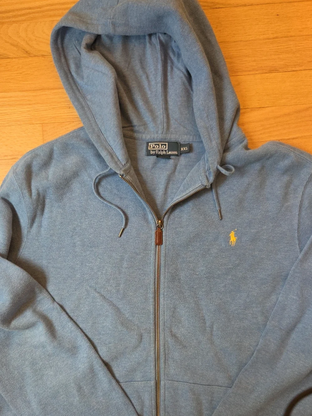 Vintage Polo Ralph Lauren Full Zip Hoodie Blue Yellow Pony - Men's XXL